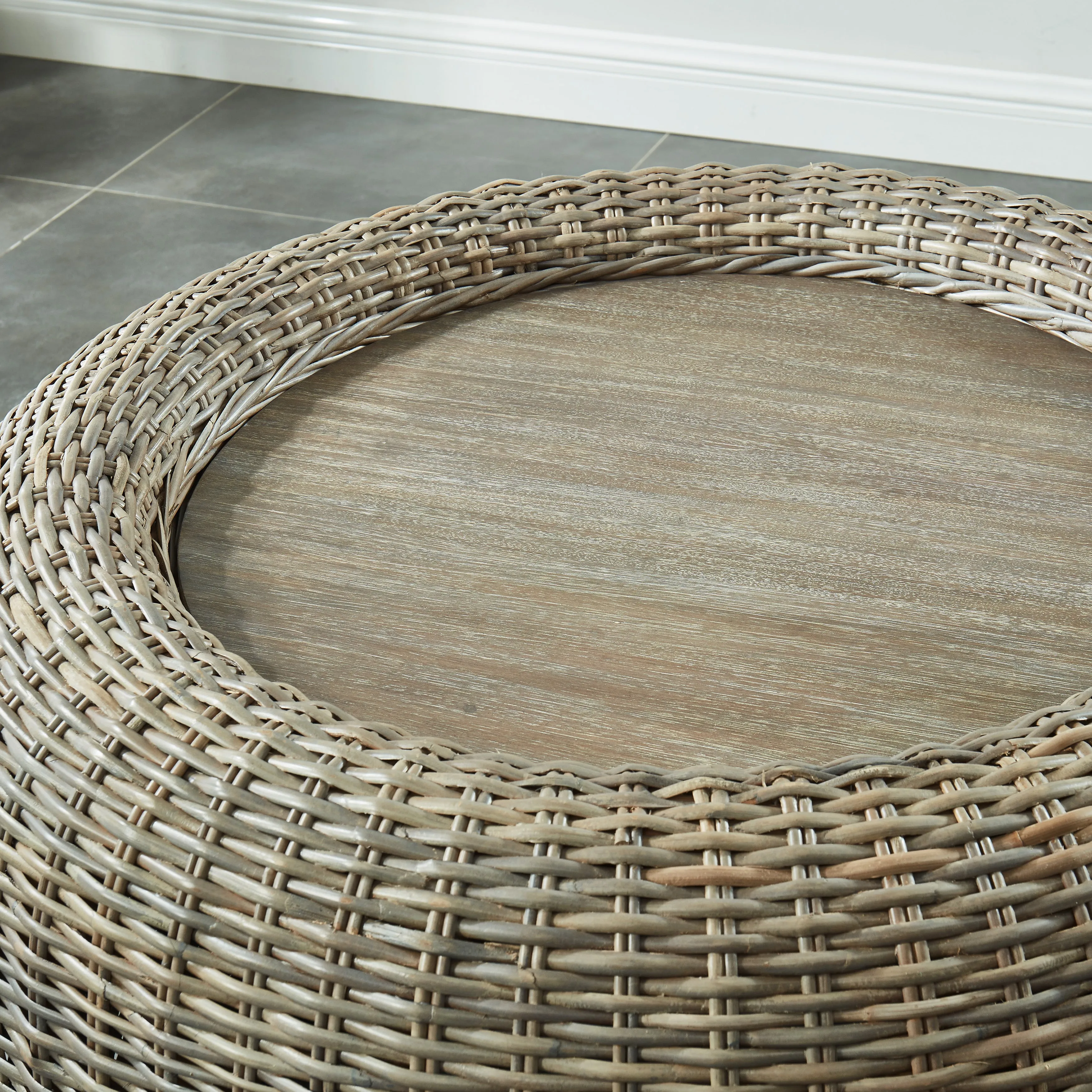 Searth Bohemian Natural Brown Round Kubu Rattan Wicker Coffee Table