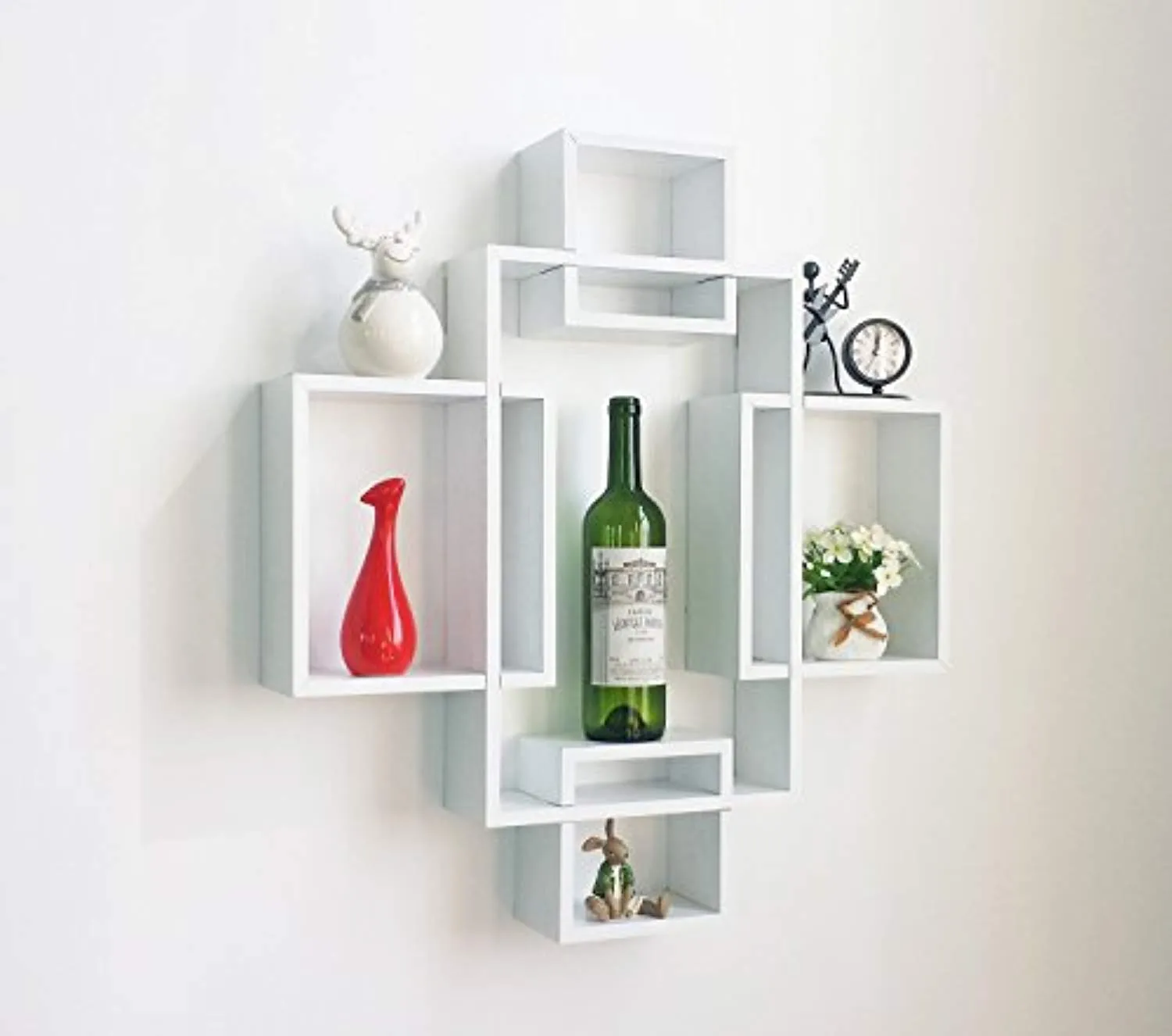 Set of 5 Cubes with Free Extra Jewellery Hooks Interlocking Wall Shelf