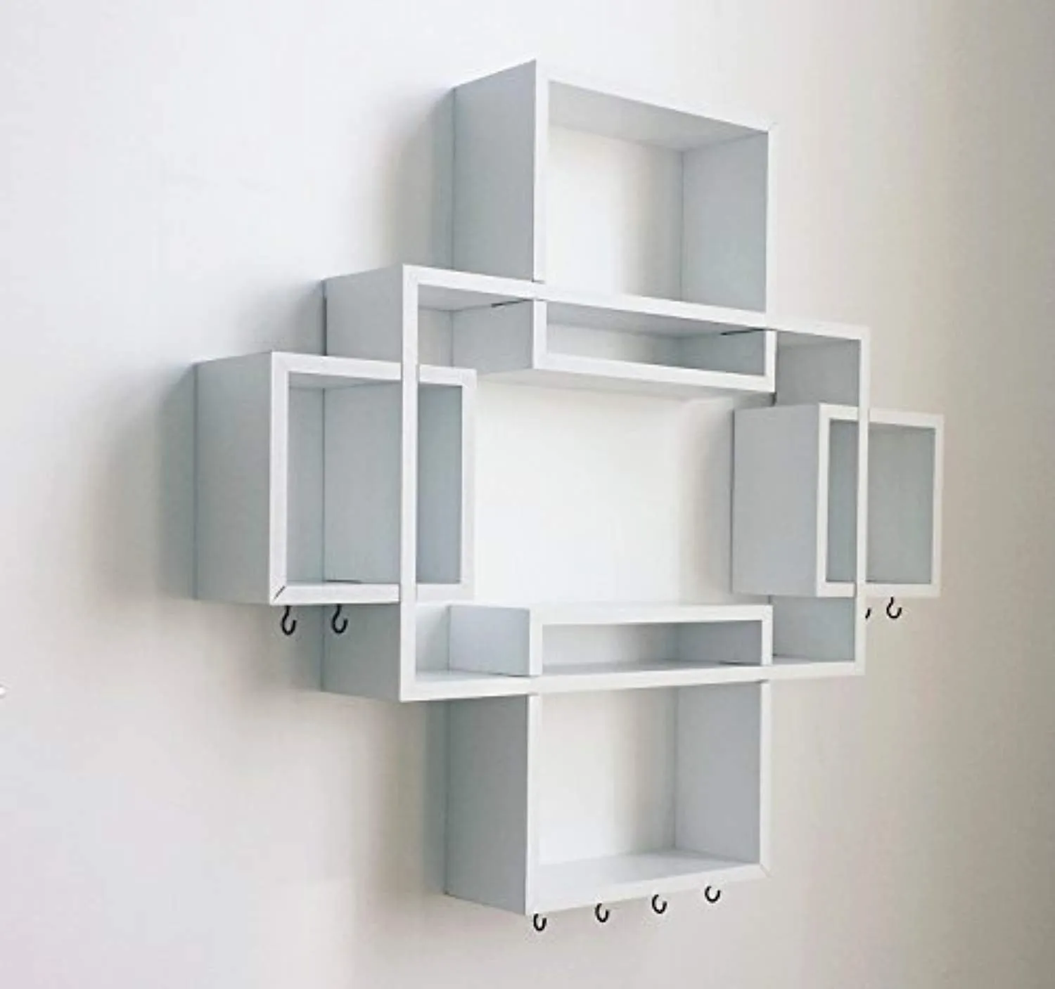Set of 5 Cubes with Free Extra Jewellery Hooks Interlocking Wall Shelf