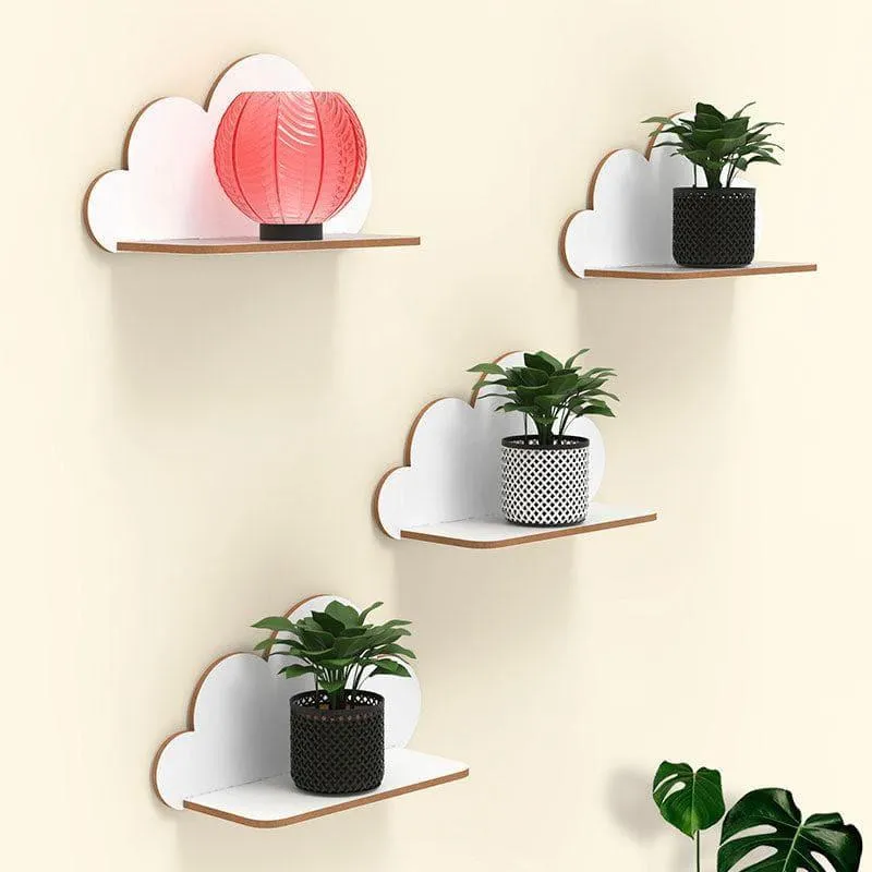 Silver Lining Wall Shelf - White - Set Of Four