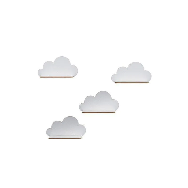 Silver Lining Wall Shelf - White - Set Of Four