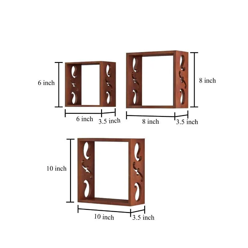 Tenby Floating Wall Shelf (Brown) - Set Of Three