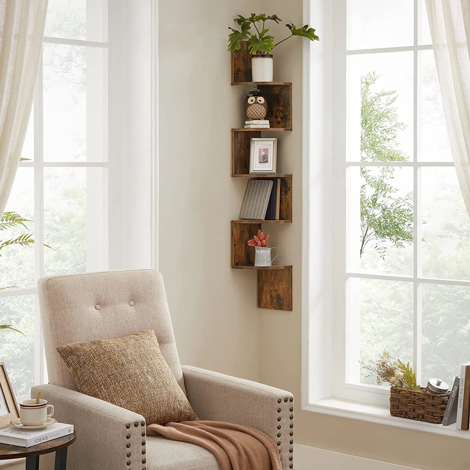 VASAGLE Floating Corner Shelf - 5-Tier