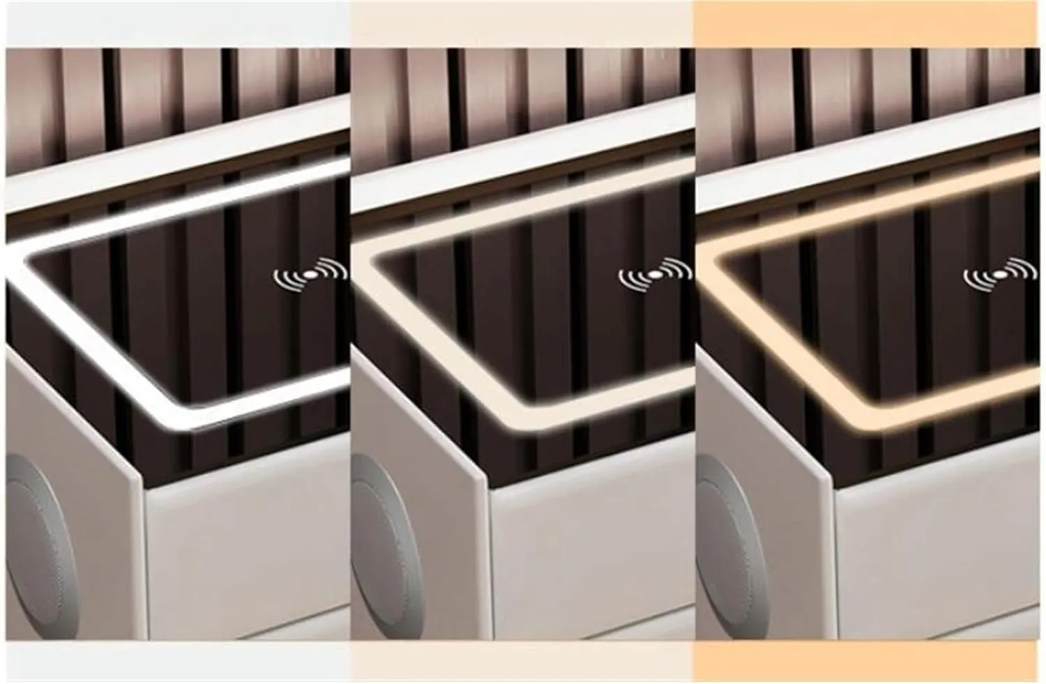 Wooden Led Fingerprint Locker Nightstand With Glass Top And 2 Drawer T-06